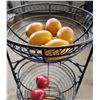 Image 2 : Metal fruit stand w/ faux fruit ~50" tall-removable baskets