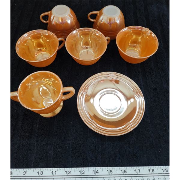 Fire King Lot 5 cups, 1 saucer 1 sugar bowl