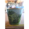 955  metal garbage can with water wheel building