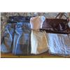 2 pairs of jeans size 16, 2 pairs of shorts size Med. And 12, 2 table clothes and curtain