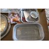 Image 2 : lot of assorted tin foil pans, saran wrap, bowl covers, etc