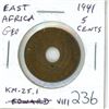 East Africa. 1941 5 Cents. King George VI. World War II issue. EF.