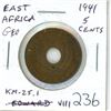 Image 1 : East Africa. 1941 5 Cents. King George VI. World War II issue. EF.