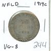 Newfoundland. 1919c Silver 50 Cents. Minted in Ottawa. The last 50 Cents issued. VG-8.