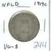 Image 1 : Newfoundland. 1919c Silver 50 Cents. Minted in Ottawa. The last 50 Cents issued. VG-8.