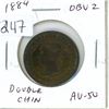 Image 1 : 1884 Canadian Victorian Large Cent. Obverse 2 (Double Chin). AU-50. Nice.