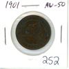 Image 1 : 1901 Canadian Victorian Large Cent. The last cent issued for Victoria. AU-50.