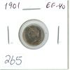 Image 1 : 1901 Silver 5 Cents. The last Silver 5 Cents issued for Queen Victoria. EF-40. Nice.