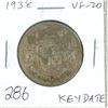 Image 1 : 1938 Silver 50 Cents. Key Date. Mintage of 192,018. VF-20.