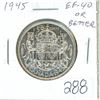 Image 1 : 1945 Silver 50 Cents. Last year of World War II. EF-40 or better. Nice.