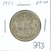 Image 1 : 1951 Silver 50 Cents. EF-40. Nice.