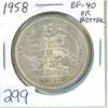 Image 1 : 1958 Silver Dollar. Totem Pole celebrates British Columbia joining Canada. EF-40 or better. Nice.
