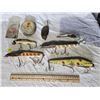 Image 1 : 3 large vintage handmade fishing lures plus other misc. vintage lures