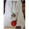 Image 1 : Red and White Beehive pattern coal oil lamp