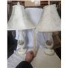 Image 9 : 2 matching electric Aladdin lamps complete with shades and original glass finials