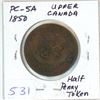Image 1 : 1850 PC-5A Upper Canada Half-Penny Token