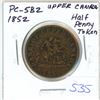 Image 1 : 1852 PC-5B2 Upper Canada Half-Penny Token