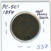Image 1 : 1854 PC-5C1 Upper Canada Half-Penny Token