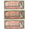 Image 1 : Three 1954 Canadian 2 Dollar Bills