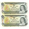 Image 1 : Two 1973 Canadian 1 Dollar Bills - Numbered 5051 and 5053
