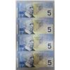 Image 2 : Four Consecutive 2002 Canadian 5 Dollar Bills