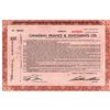 Image 1 : Vintage Canada Finance & Investments LTD Shares Certificate