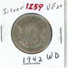 Image 1 : 1942 WD Canadian Silver 50 cent coin - King George VI