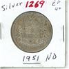 Image 1 : 1951 ND Canadian Silver 50 cent coin - King George VI