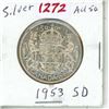 Image 1 : 1953 SD Canadian Silver 50 cent coin - Queen Elizabeth