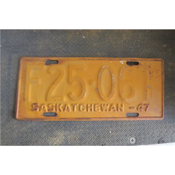 1947 Saskatchewan License Plate