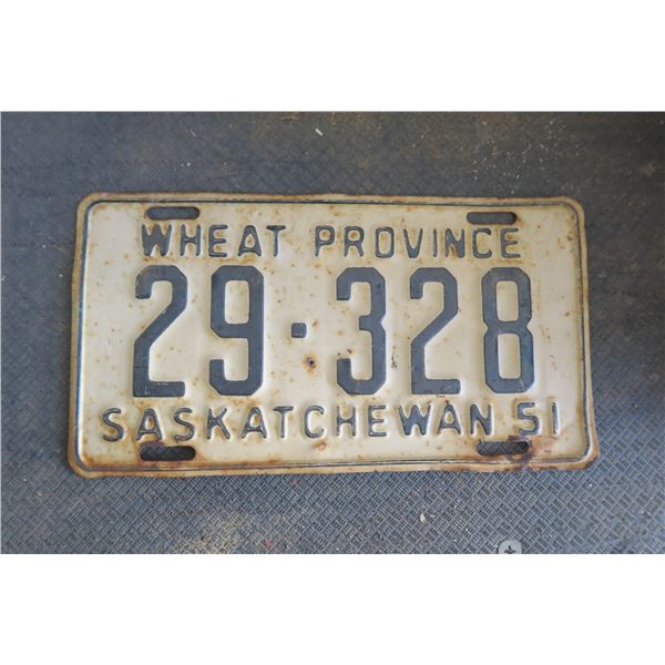 1951 Saskatchewan License Plate