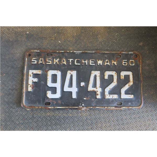 1960 Saskatchewan License Plate