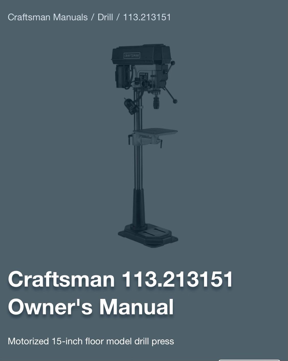 CRAFTSMAN 15" FLOOR MODEL DRILL PRESS NEW IN BOX