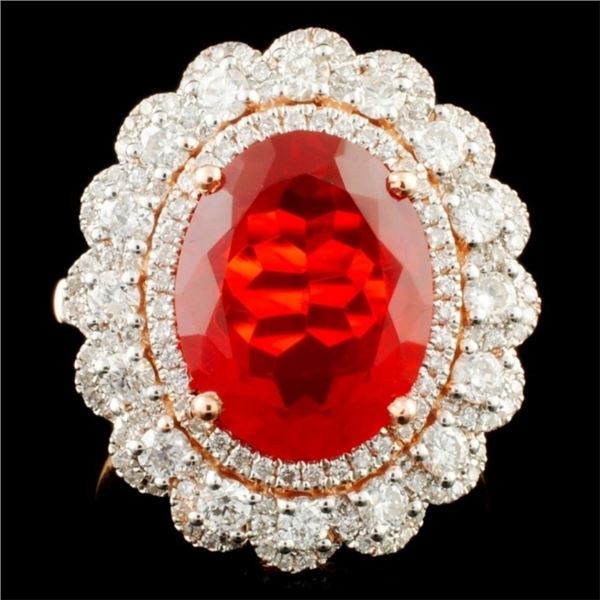 14K Gold 5.60ct Topaz & 0.48ctw Diamond Ring