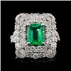 Image 1 : 18K White Gold 1.83ct Emerald & 1.96ct Diamond Rin