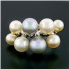 Image 2 : 18k White Gold White Beige Light Gray Pearl Wide Band Cluster Cocktail Ring Sz 7