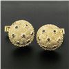Image 6 : Vintage 14k Gold 0.30 ctw Round Blue Sapphire & Star Puffed Textured Cufflinks