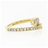 Image 5 : New 14k Gold Emerald Cut & Round Diamond Moi et Toi Bypass Stack Band Ring