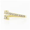 Image 6 : New 14k Gold Emerald Cut & Round Diamond Moi et Toi Bypass Stack Band Ring