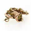 Image 4 : Victorian 12k Rose & Green Gold Natural Seed Pearl Flower Brooch