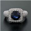 Image 3 : 18K White Gold 3.93 ctw GIA No Heat Cushion Sapphire Diamond Halo Engagement Rin