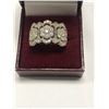 Image 2 : $9,000 Lady's stamped 14K, custom made, white gold, wide style, diamond floral band with open cut-ou