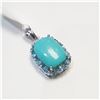 Image 3 : $100 Silver Turquoise & Blue Topaz Pendant