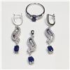 Image 1 : $250 Silver Ruby & Cz Ring, Earring & Pendant Set