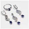 Image 2 : $250 Silver Ruby & Cz Ring, Earring & Pendant Set