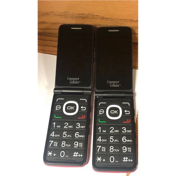 2 Alcatel consumer Cellular phones with charging cables (Unlock/working condition)