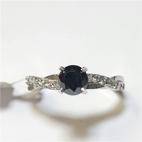 $2075 14K Black Diamond(0.6ct) Diamond(0.15ct) Ring