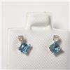 Image 1 : $500 10K Blue Topaz(0.44ct) Diamond(0.06ct) Earrings