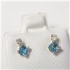 Image 2 : $500 10K Blue Topaz(0.44ct) Diamond(0.06ct) Earrings