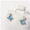 Image 3 : $500 10K Blue Topaz(0.44ct) Diamond(0.06ct) Earrings